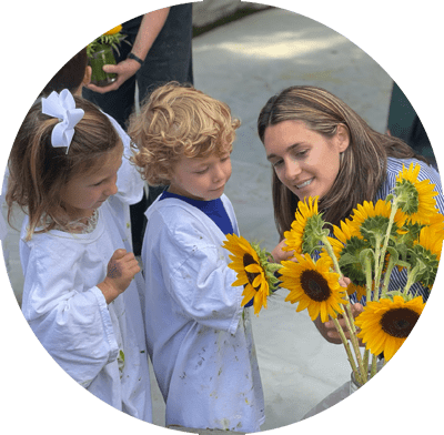 children with sunflowers